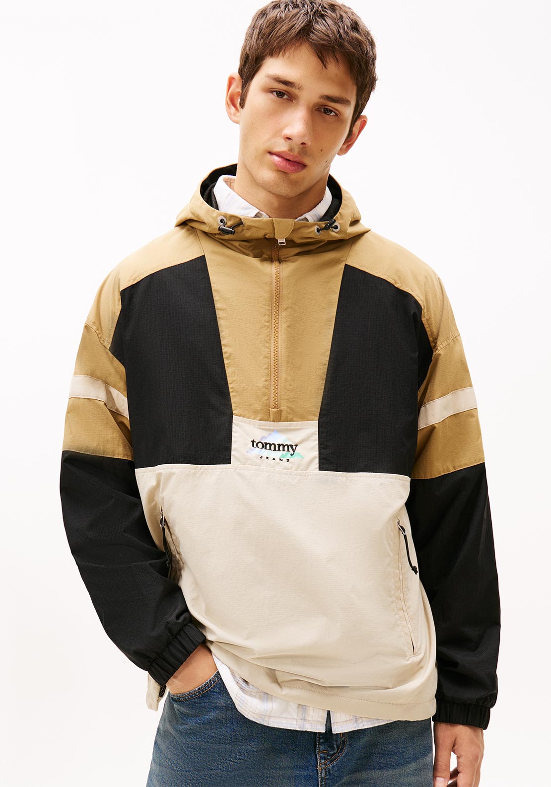 Tommy Jeans Lightweight Ripstop Windbreaker, Dark Olive Multi