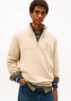 Tommy Jeans Badge Quarter Zip Sweatshirt, Beige