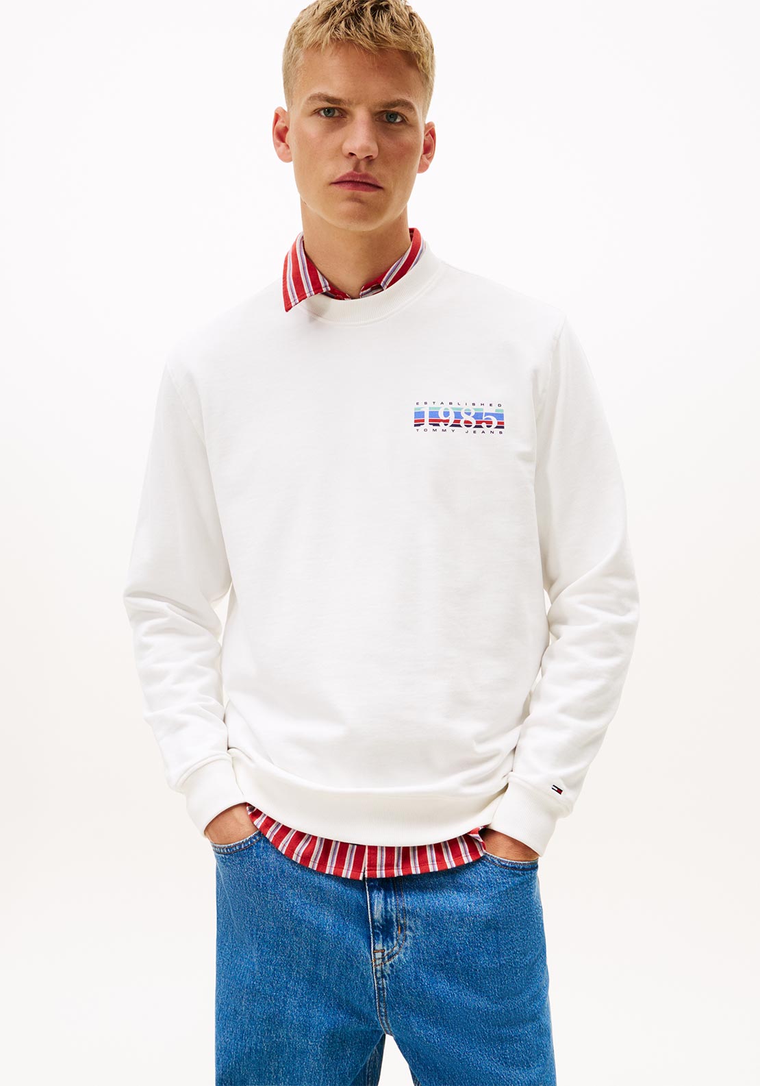 Tommy Jeans 1985 DNA Crew Neck Sweatshirt, Ecru