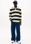Tommy Jeans Stripe Graphic Rugby Shirt, Yellow & Navy