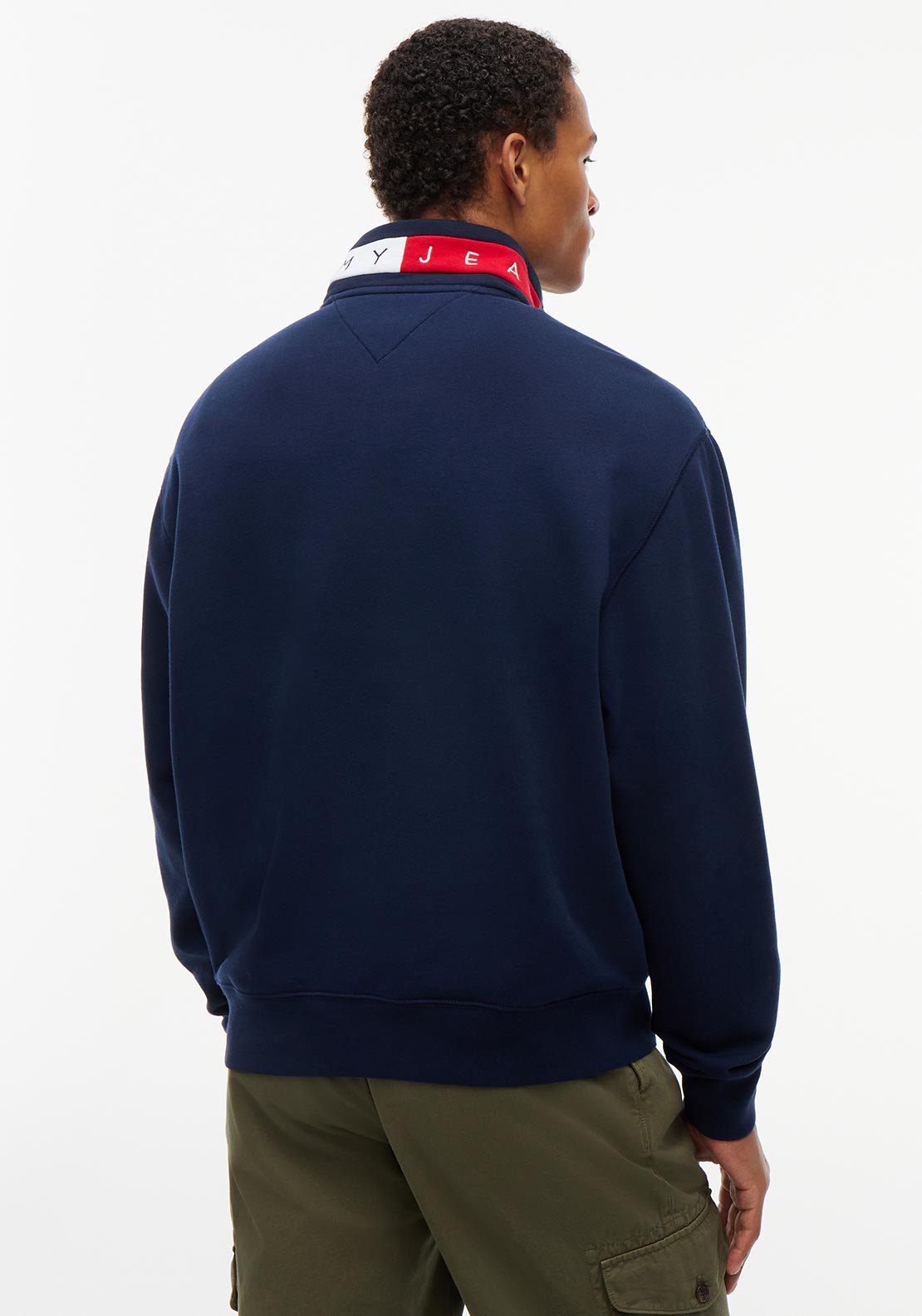 Tommy Jeans Branded Collar Quarter Zip Sweatshirt, Navy