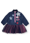 Tuc Tuc Mini Girl Star Denim and Tulle Dress, Blue