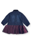 Tuc Tuc Mini Girl Star Denim and Tulle Dress, Blue