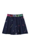 Billieblush Girl Embroidery Denim Skirt, Blue