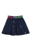 Billieblush Girl Embroidery Denim Skirt, Blue