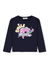 Billieblush Girl Smile Sequin Long Sleeve Top, Navy