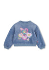 Billieblush Girl Velour Fleece Long Sleeve Sweater, Blue