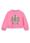 Billieblush Girl Cat Long Sleeve Sweater, Pink