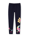 Billieblush Girl Floral and Heart Legging, Navy
