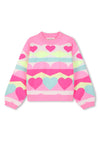 Billieblush Girl Heart Knit Long Sleeve Jumper, Pink