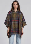 Barbour Womens Tartan Showerproof Poncho, Green