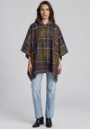 Barbour Womens Tartan Showerproof Poncho, Green