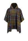 Barbour Womens Tartan Showerproof Poncho, Green