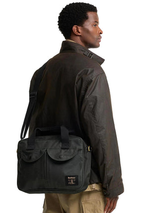 Barbour Field Wax Laptop Crossbody Bag, Sage Green