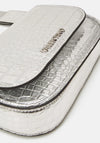 Valentino Miramar Croc Crossbody Bag, Metallic Silver