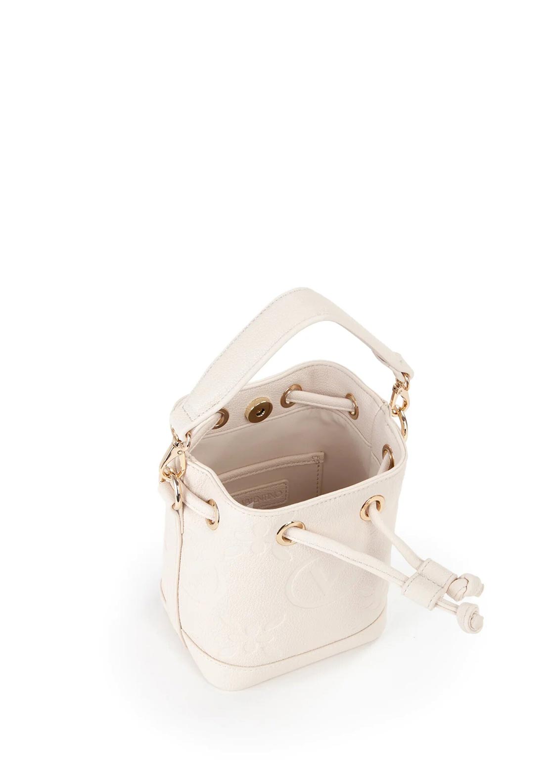 Valentino Samba Debossed Bucket Bag, Cream