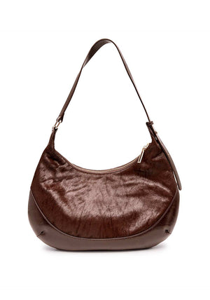 Valentino Apolline Faux Fur Detail Large Shoulder Bag, Brown