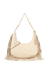 Valentino Astrid Hobo Fringed Shoulder Bag, Beige
