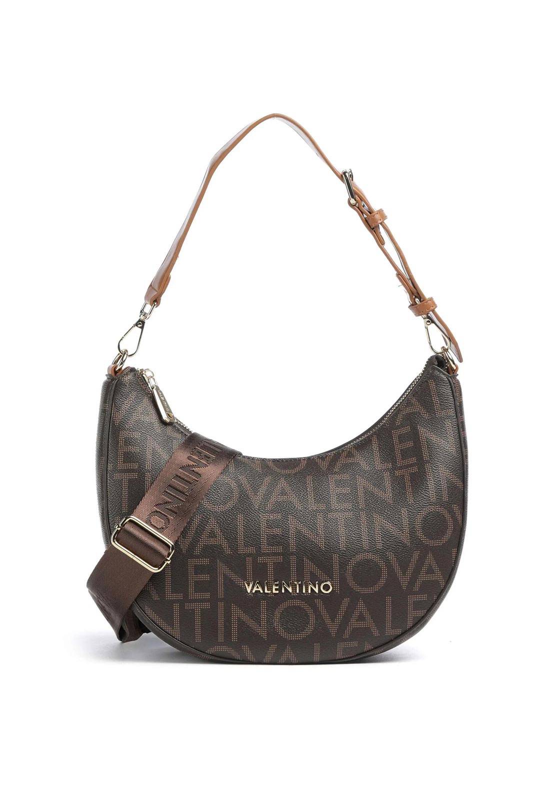 Valentino Regina Monogram Cresent Shoulder Bag, Brown