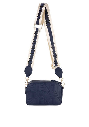Valentino Pansy Embossed Monogram Crossbody Bag, Navy