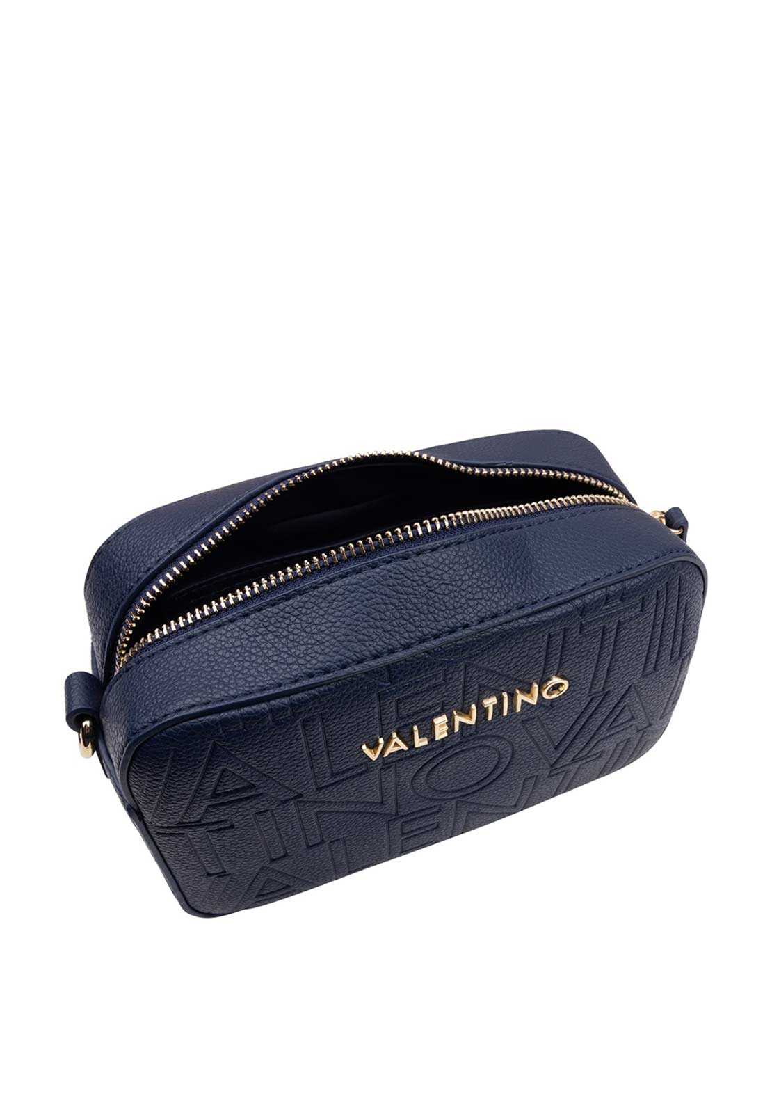 Valentino Pansy Embossed Monogram Crossbody Bag, Navy