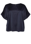 Vero Moda Curve Merle Round Neck Satin Top, Navy Blazer
