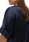 Vero Moda Curve Merle Round Neck Satin Top, Navy Blazer