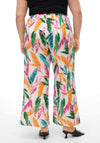 Vero Moda Curve Kleo Leaf Print Wide Trousers, Crystal Pink