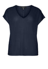 Vero Moda Curve Selina Metallic Rib Knit Top, Navy Blazer