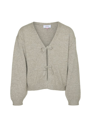 Vero Moda Girl Holly Bow Long Sleeve Cardigan, Moon Rock
