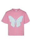 Vero Moda Girl Palin Short Sleeve Butterfly Tee, Wild Rose