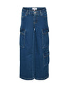 Vero Moda Girl Daisy High Cargo Wide Jean, Medium Blue Denim