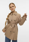 Vero Moda Girl Zoa Trench Coat, Silver Mink