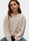 Vero Moda Girl Francesca Long Sleeve Knit Jumper, Beige
