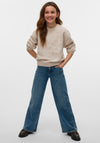 Vero Moda Girl Francesca Long Sleeve Knit Jumper, Beige