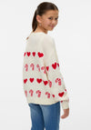 Vero Moda Girl Candycane Knit Long Sleeve Jumper, Cream