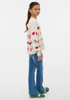 Vero Moda Girl Candycane Knit Long Sleeve Jumper, Cream