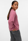 Vero Moda Girl Long Sleeve Polo Neck Knit Sweater, Pink