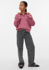 Vero Moda Girl Long Sleeve Polo Neck Knit Sweater, Pink