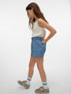 Vero Moda Girl Marie Paperbag Denim Shorts, Light Blue Denim