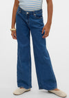 Vero Moda Girl Tessa High Waist Wide Jean, Medium Blue