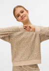 Vero Moda Girl Brenda Animal Print Sweater, Birch