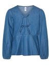 Vero Moda Demi Long Sleeve Denim Top, Medium Blue Denim