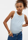 Vero Moda Girl Vilma Stripe Sleeveless Top, Airy Blue