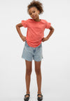Vero Moda Girl Panna Short Sleeve Top, Coral