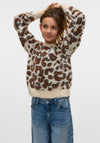Vero Moda Girl Jungle Long Sleeve Knit Jumper, Cream