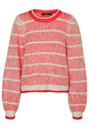 Vero Moda Cala Vertically Striped Knitted Jumper, Cayenne