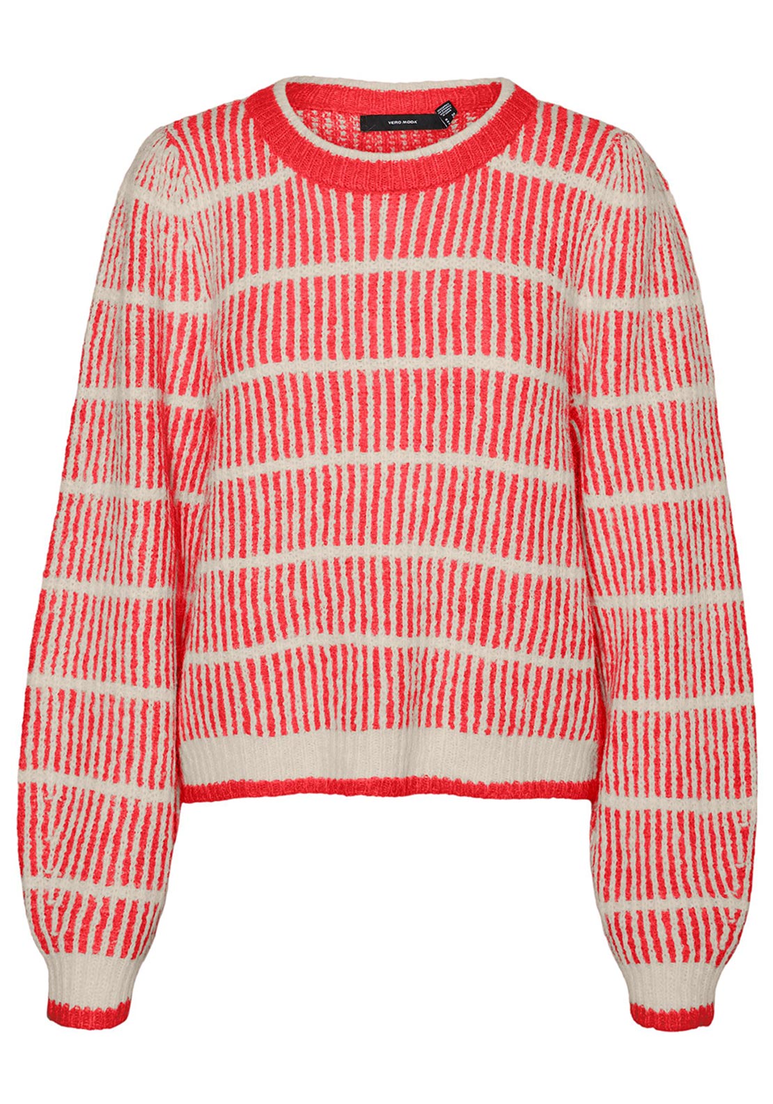 Vero Moda Cala Vertically Striped Knitted Jumper, Cayenne