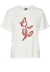 Vero Moda Caya Tulip Embroidered T Shirt, White