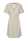 Vero Moda Mymilo Pinstripe Buttoned Dress, Beige